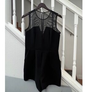 BCBGMAXAZRIA Black Mesh Illusion Sleeveless Romper Shorts Size 6